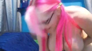 Pinky Powers fucks dildo in live cam chat