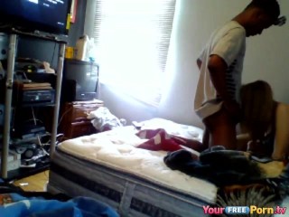 White coed fuck with black bf in dorm room