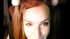 Sweet ponytailed teen self facial